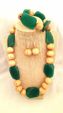 A Touch Of Colorful Teal Goes Very Nicely With These Light and Detailed Wooden Beads